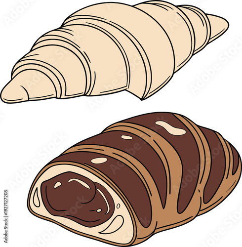 Flat vector illustration of a square layered chocolate cake on a white plate, featuring a glossy dark chocolate glaze dripping over the edges, a golden custard or caramel middle layer, and a rich choc