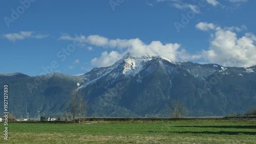 Mount Cheam during a winter season in Agassiz, Fraser Valley, British Columbia, Canada