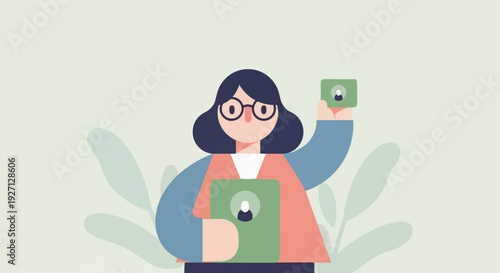 Person holding digital devices showing user profile images