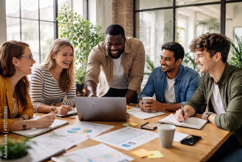 Diverse Business Team Collaborating in a Modern Office Meeting