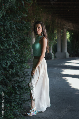 young woman in a dress