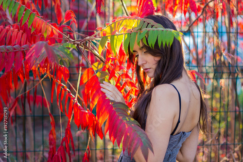 girl autumn by the tree