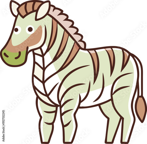 Create a highly detailed vector illustration of a zebra, with bold black and white stripes, showcasing its muscular build and natural elegance. The zebra should have intricate fur textures and precise