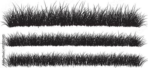 Three black furry strips isolated on transparent background