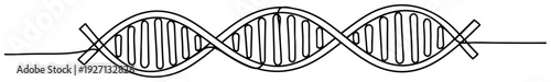 Scientific DNA double helix structure illustrated in a clean minimalist continuous line art style