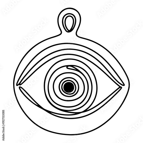 Minimalist continuous line drawing of a traditional Greek nazar evil eye amulet for protection