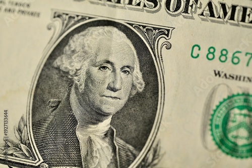 Extreme Macro Portrait of George Washington on a US One Dollar Bill