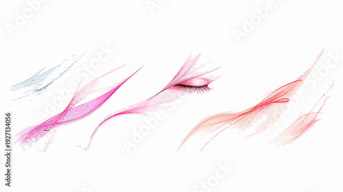 Artistic depiction of a closed eye with abstract brush strokes in a soft palette on white background