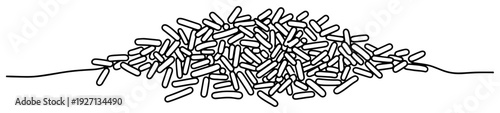 Minimalist one line drawing of a pile of rice grains or sprinkles