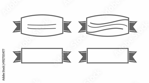 Four gray-toned ribbon-like shapes on a white background, useful for design