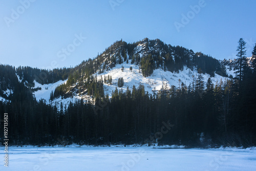 Anonymous Peak and icy Annette Lake in Central Cascades