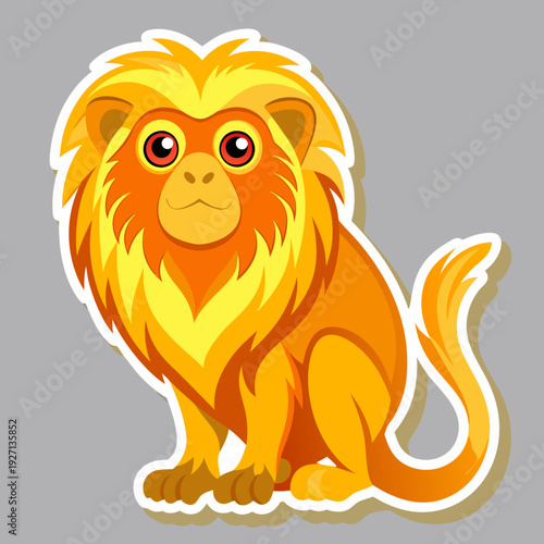 Golden Lion Tamarin sticker illustration with a white outline