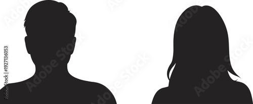 Large collection of black silhouettes featuring men and women in various business and casual standing walking and posing isolated on white background