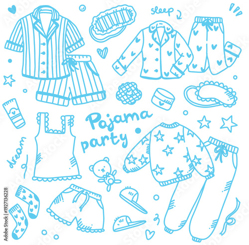 vector set with cute outline clothes for sleep