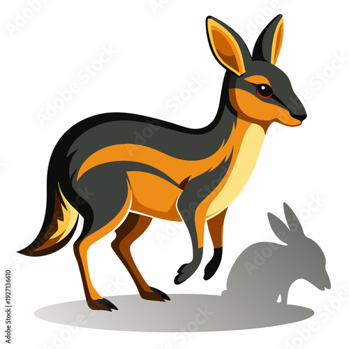 Cartoon image of a wallaby standing isolated on white