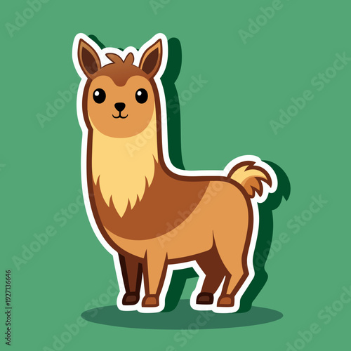 Cartoon llama illustration on a green background artwork design