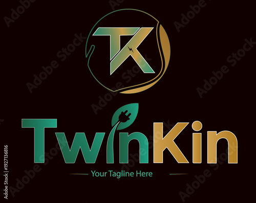 creative look logo design Twin Kin ( TK) logo creative design brand kit + showroom logo design. vector design.