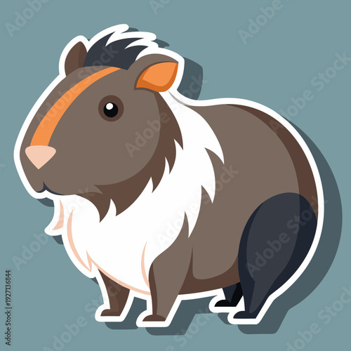 Cute cartoon guinea pig pet animal sticker illustration