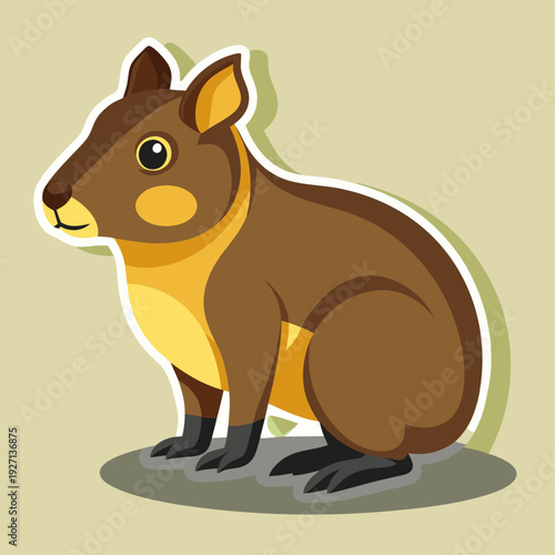 Cute Brush-Tailed Rock-Wallaby Illustration with Flat Design Style