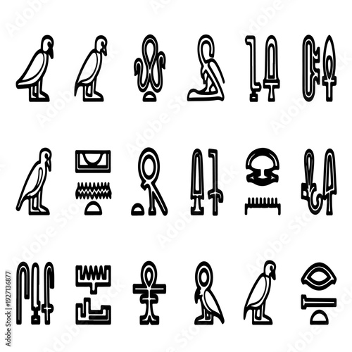 Ancient egyptian hieroglyphics symbols and characters