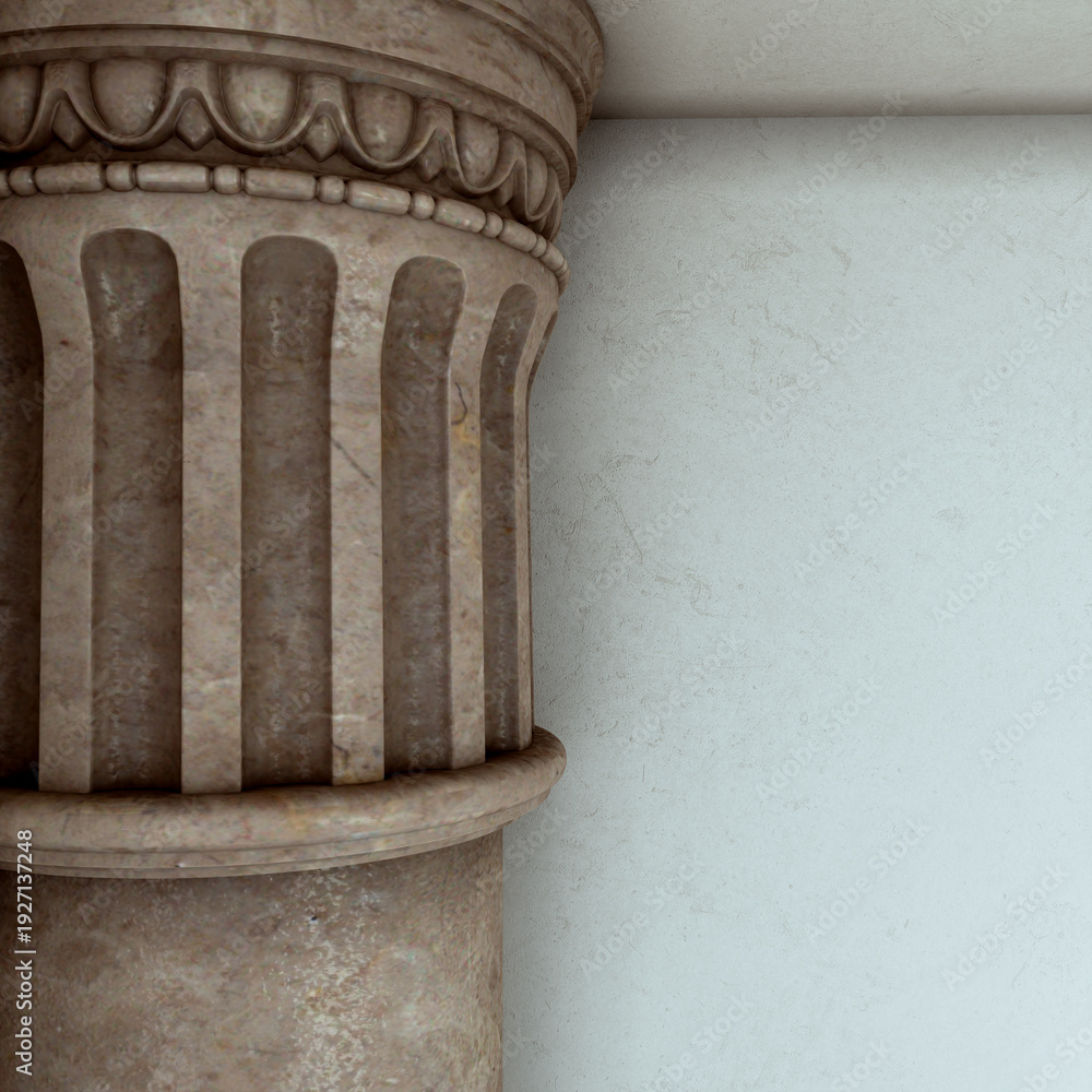 Fototapeta premium Large illustration 3D rendering luxury modern bright interiors Living room mockup with Couch and Ceiling Fan Ventilation