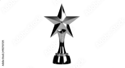 Halftone Star Trophy Award Vector – Abstract Winner Achievement Symbol Illustration