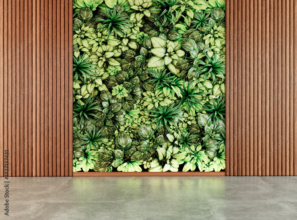 Fototapeta premium Large illustration 3D rendering luxury modern bright interiors Living room mockup with Couch and Ceiling Fan Ventilation