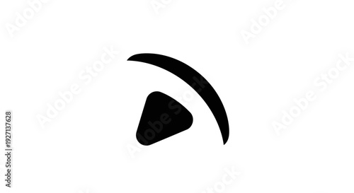 Black Play Button Icon on White Background.