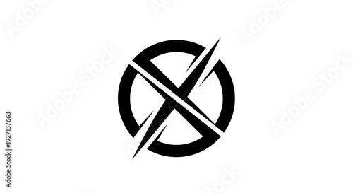 Black Circle with Diagonal Cross Symbol.
