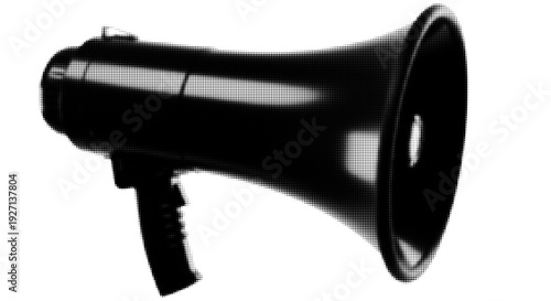 Halftone Megaphone Vector Illustration – Abstract Dotted Loudspeaker Announcement Icon