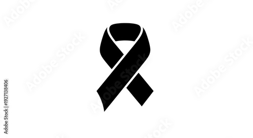Black Ribbon Symbol Mourning Memorial Awareness.
