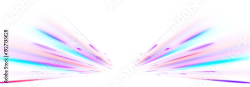 Futuristic light beams race through a glowing tunnel, creating vibrant neon trails. Dynamic gradients enhance depth and sense of motion. Perfect tech-themed background in PNG.