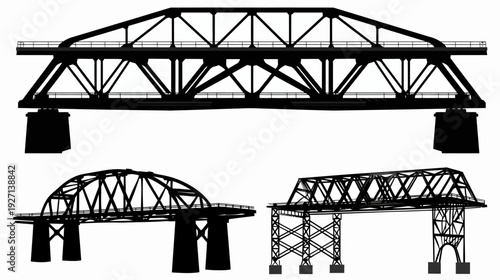 Silhouetted illustration showing different truss bridges designs