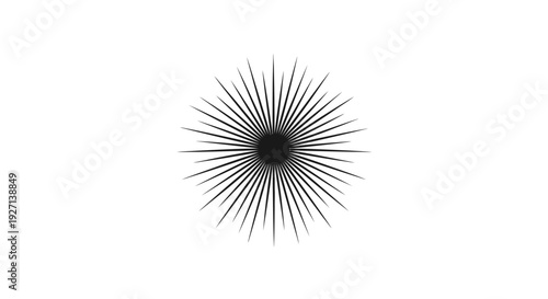 Black Radial Lines Pattern Abstract Design.