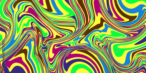an abstract, vibrant swirl of bold colors, including red, yellow, green, blue, black, and white. The flowing, liquid-like patterns create a chaotic yet dynamic composition, evoking energy and movement