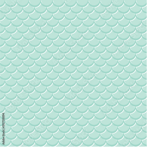 Mint green scallop seamless pattern inspired by mermaid scales. Soft pastel geometric background perfect for wallpaper, textile, baby decor and branding.