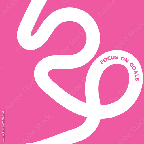 Motivational pink background with white ribbon and goal focus