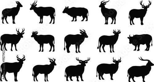 Collection of deer and antelope silhouettes