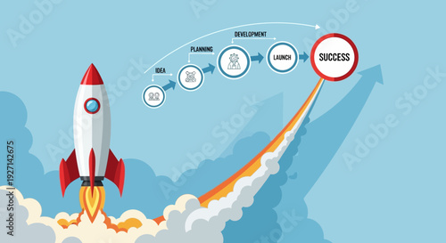 🚀 Embark on a Rocket Journey Towards Success A Visual Metaphor for Business Development and Launch