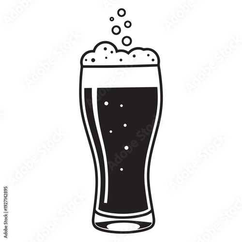 Foamy Pint Glass Beer Drink Vector Illustration