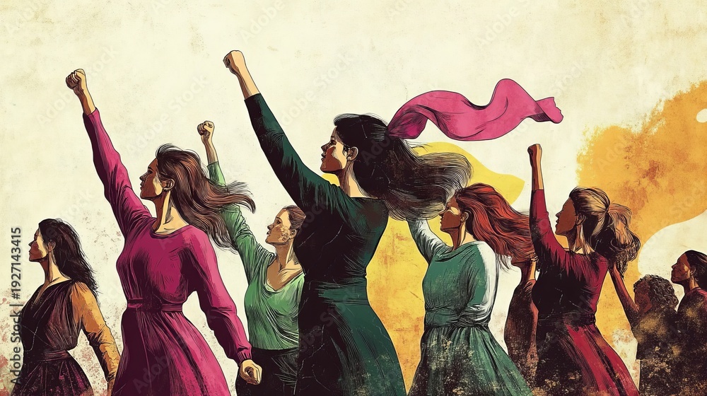 Naklejka premium watercolor of women, March 8 International Womens Day