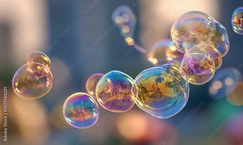 Naklejka premium A bunch of colorful bubbles floating in the air