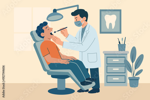 Patient visiting a dentist vector illustration