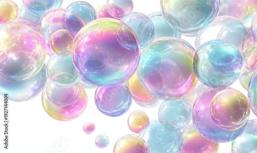 A bunch of colorful bubbles in the air
