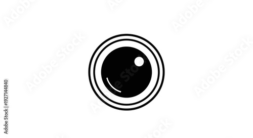 Black Camera Lens Icon Simple Design.