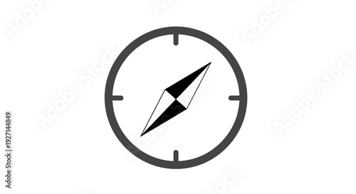 Black Compass Icon on White Background.