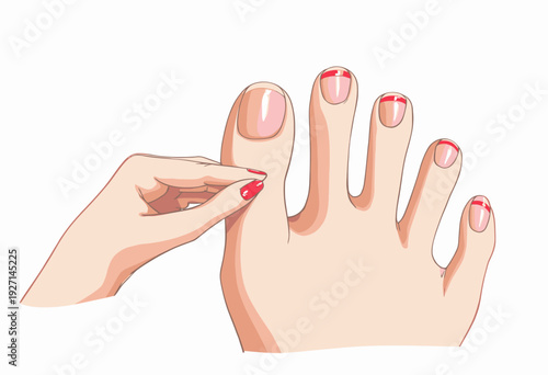 Illustration of a Hand Performing Relaxing Acupressure Therapy on Foot with Gentle Pressure Technique for Holistic Healing and Stress Relief