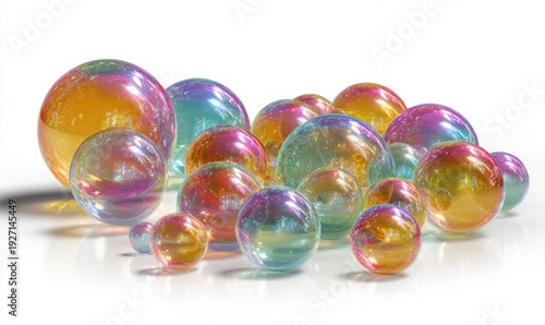 A bunch of colorful glass balls