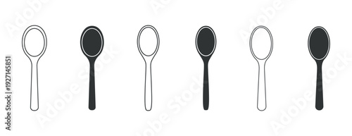 Collection of various spoon illustrations in different styles.
