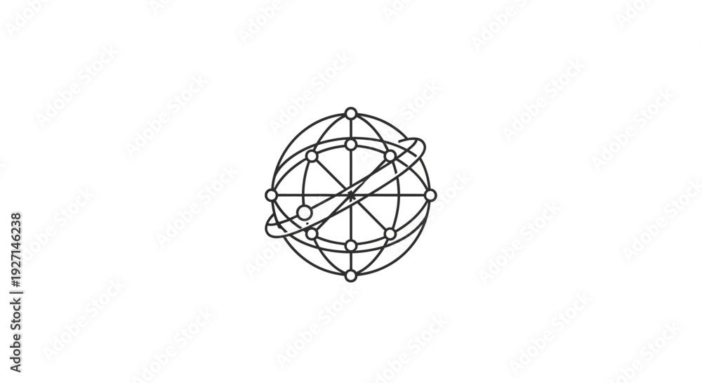 Fototapeta premium Black and white geometric sphere.